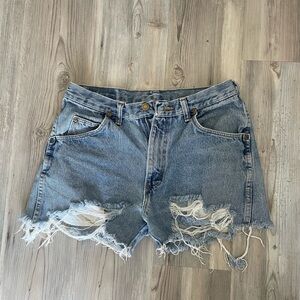 Wrangler Blue Distressed Jean Shorts
